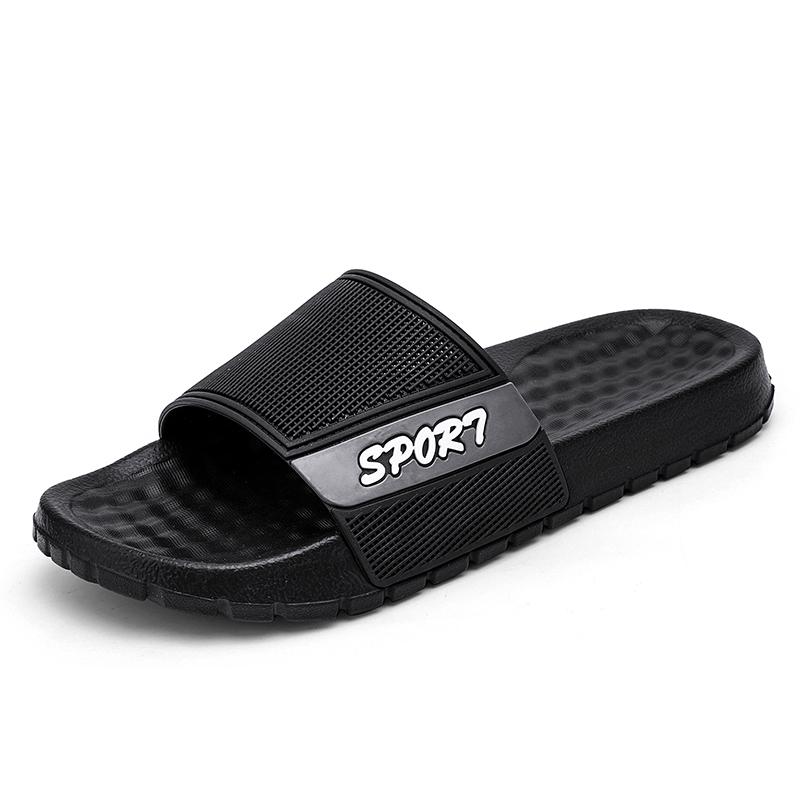 

Мужские модные шлепанцы с алфавитным дизайном, повседневные нескользящие тапочки, туфли с открытым носком для пляжного душа в помещении и на открытом воздухе, весна и лето 44-45 чёрный