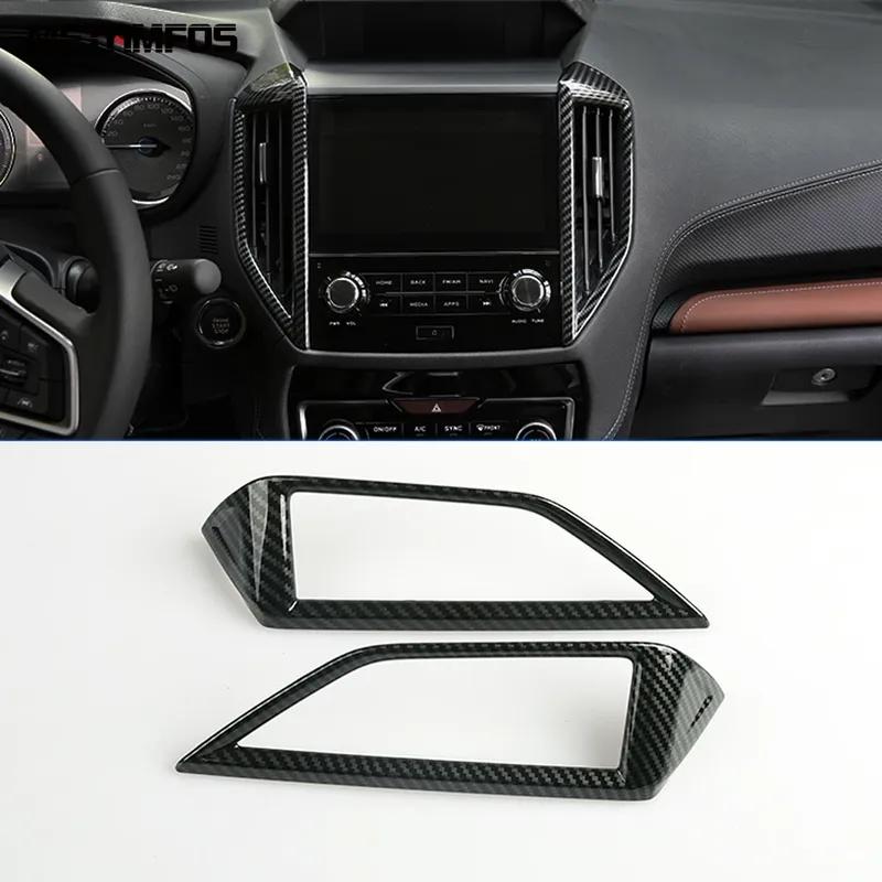 Car Accessories For Subaru Forester SK      Carbon Fiber Center Console Air Condition Vent Outlet Cover Trim