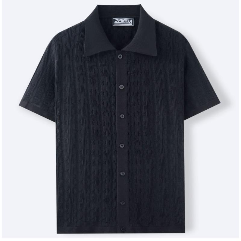 Cárdigan de Punto Jacquard de Manga Corta para Hombre Verano Casual de Negocios Versátil