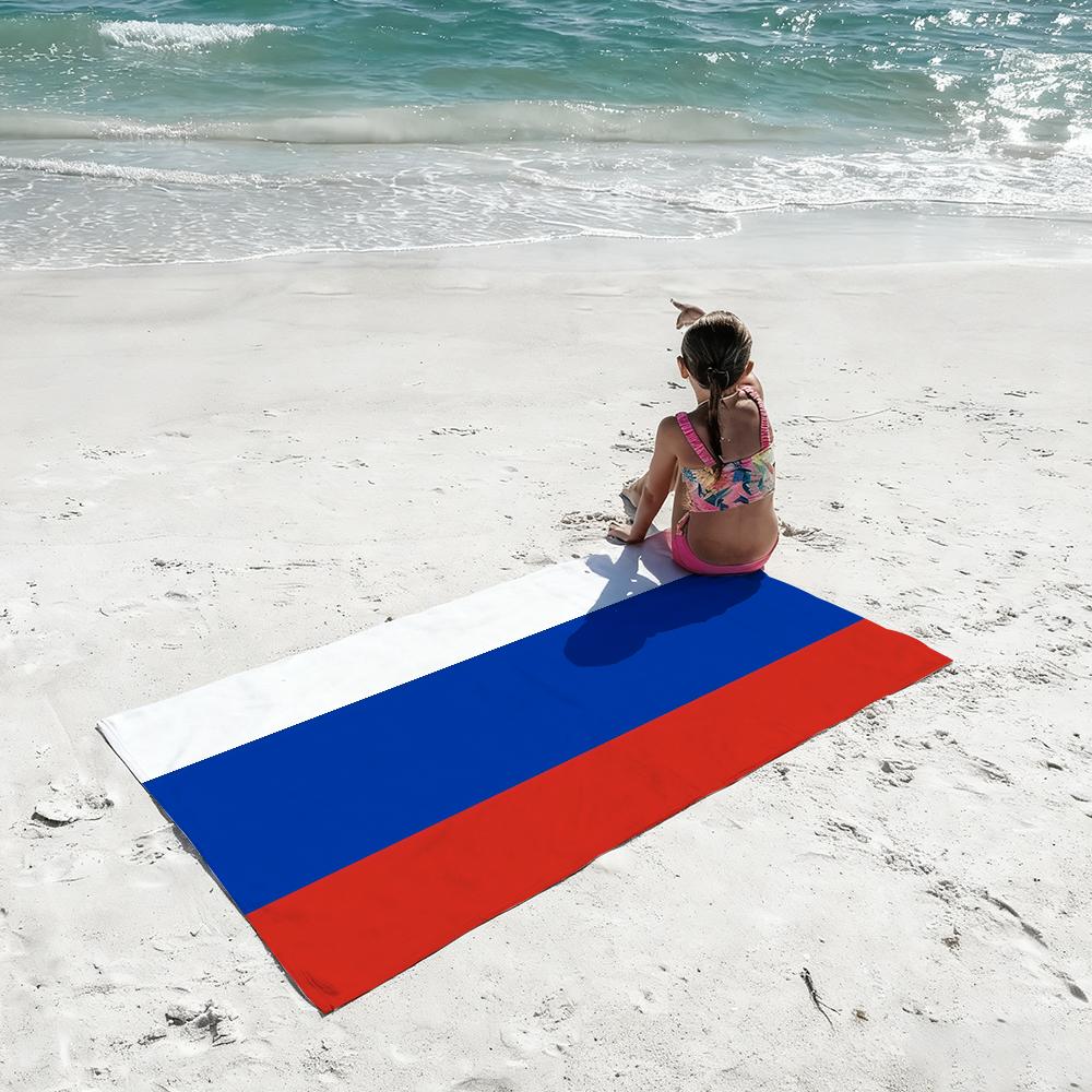 Flag of Russian Towel Soft Lightweight Anti-Sand Large Beach Towel Quick-Drying Bath Sports Family