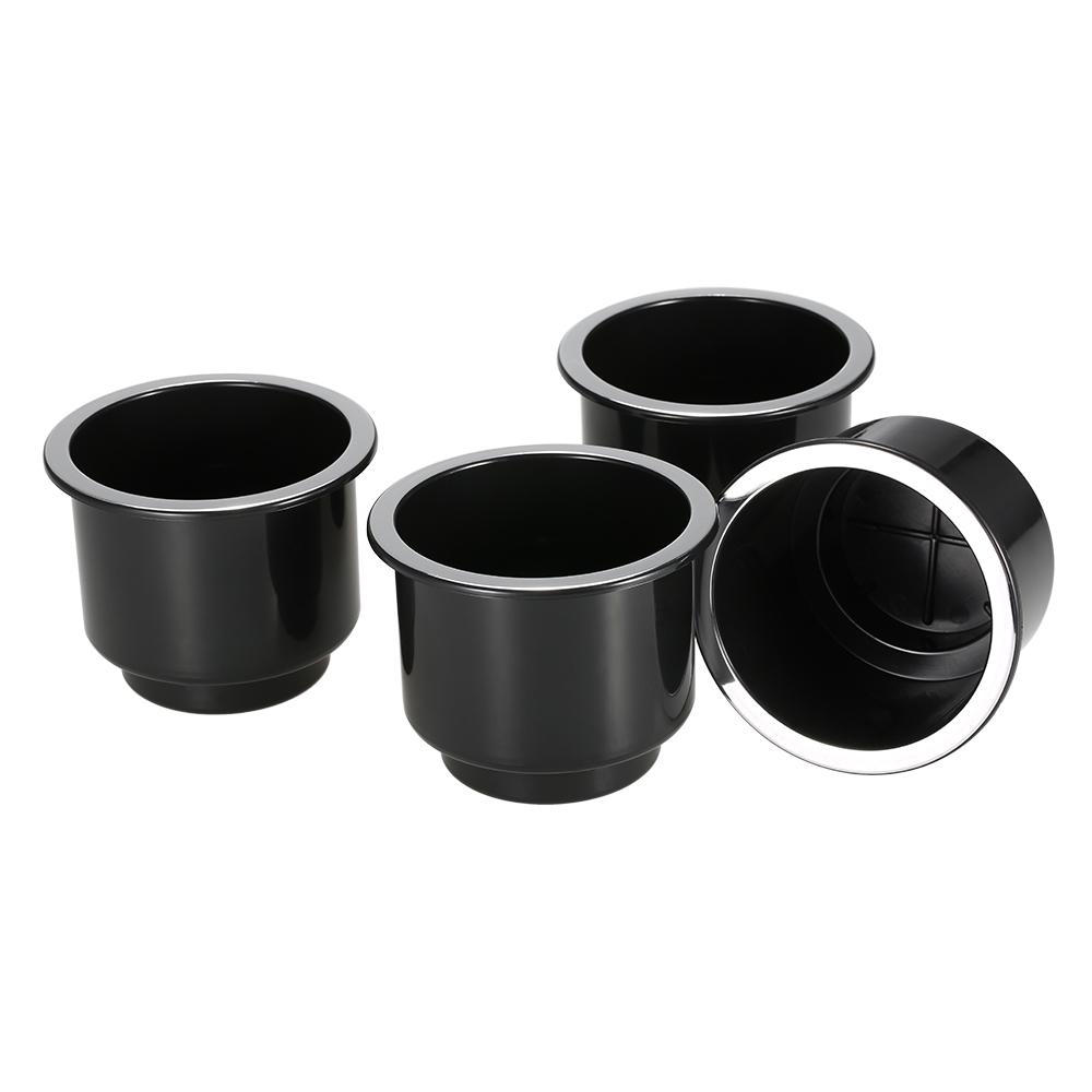 4 Pc Plastic Cup Holder Set Drop In Black   for Car Boat Marine