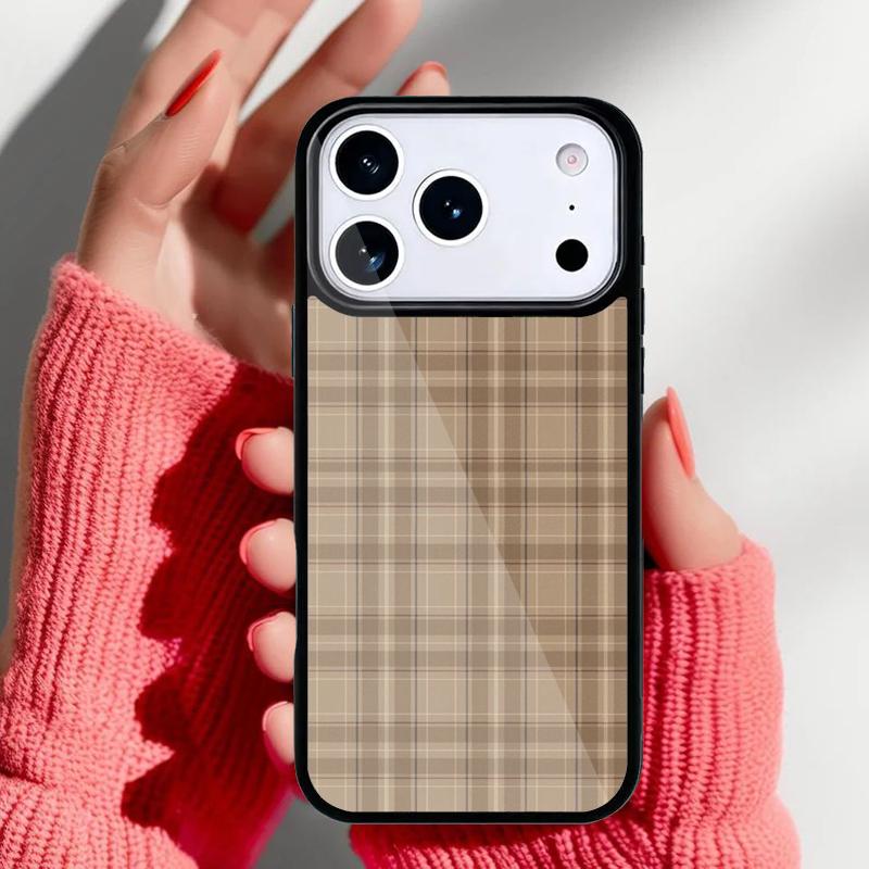 Braune Karo-Handyhülle für iPhone 17 16 15 14 13 Pro Max Rückabdeckung für 12 11 Pro Coque