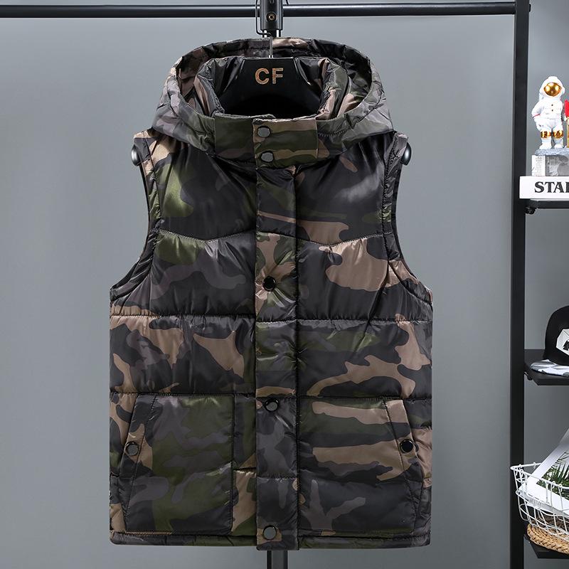 Men's Camouflage Hooded Cotton Vest - 2025 Autumn/Winter Fashion Sleeveless Jacket