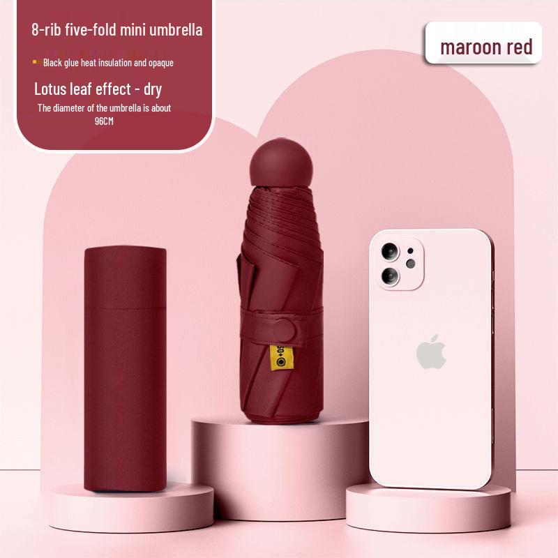 Lätt UV-skyddande Kapselparaply - Bärbart Dubbelanvändningssolskydd för Kvinnor, Soliga och Regniga Dagar