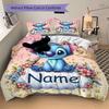 Custom Stitch's Name Bedding 3 Piece Set HD Print Duvet Cover Pillowcases for Teens Adult Bedroom Decoration