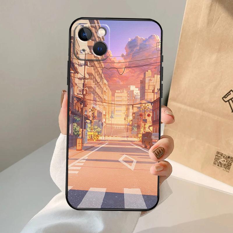 Manga Anime Street Phone Case For iPhone 17 Air 16 14 13 12 11 15 Pro Max 13 12 mini 15 16 Plus 16e Cover Coque