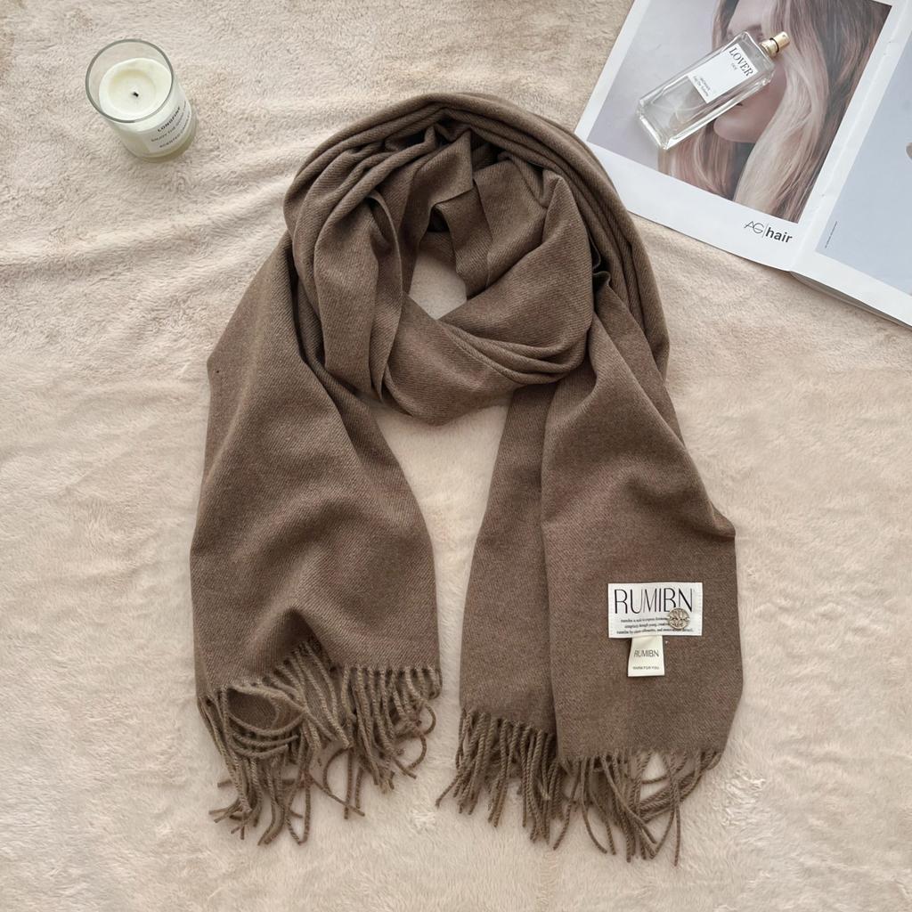 New solid color scarf women's winter men's couple shawl dual-purpose warm long thickened Japanese and Korean version