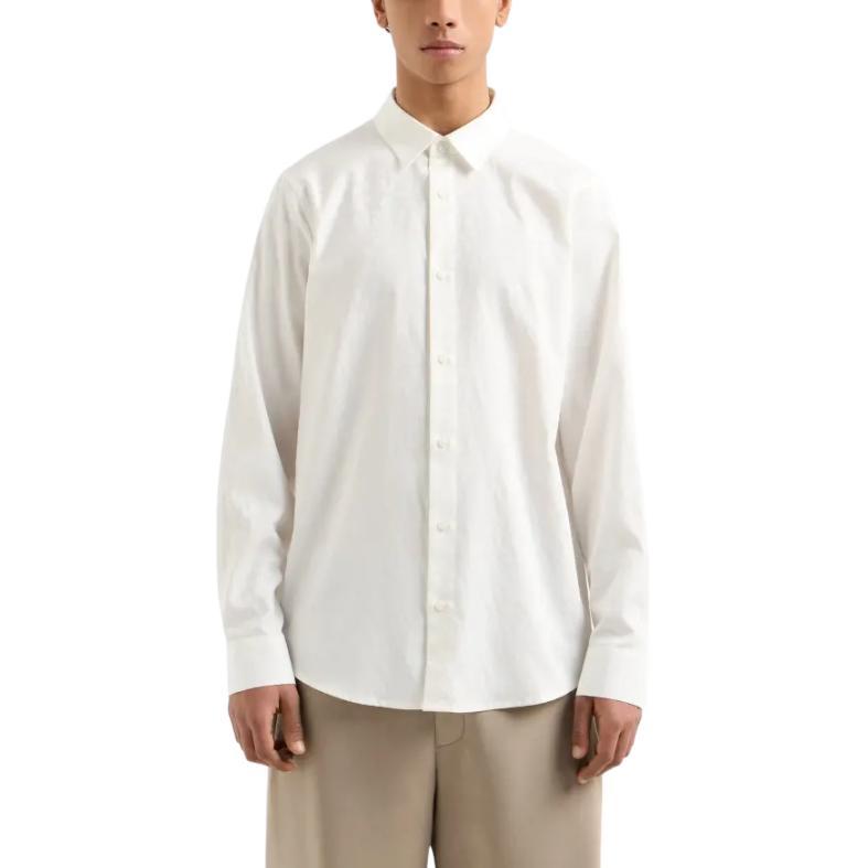 Armani Exchange Solid Color Button Down Long Sleeve Shirt Men shirts White XM000431-AF13131-F0045