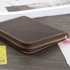 Handmade Crazy Horse Leather Wallet Retro Small Coin Money Bags Simple Wallets Zipper Pouch Card Holdes