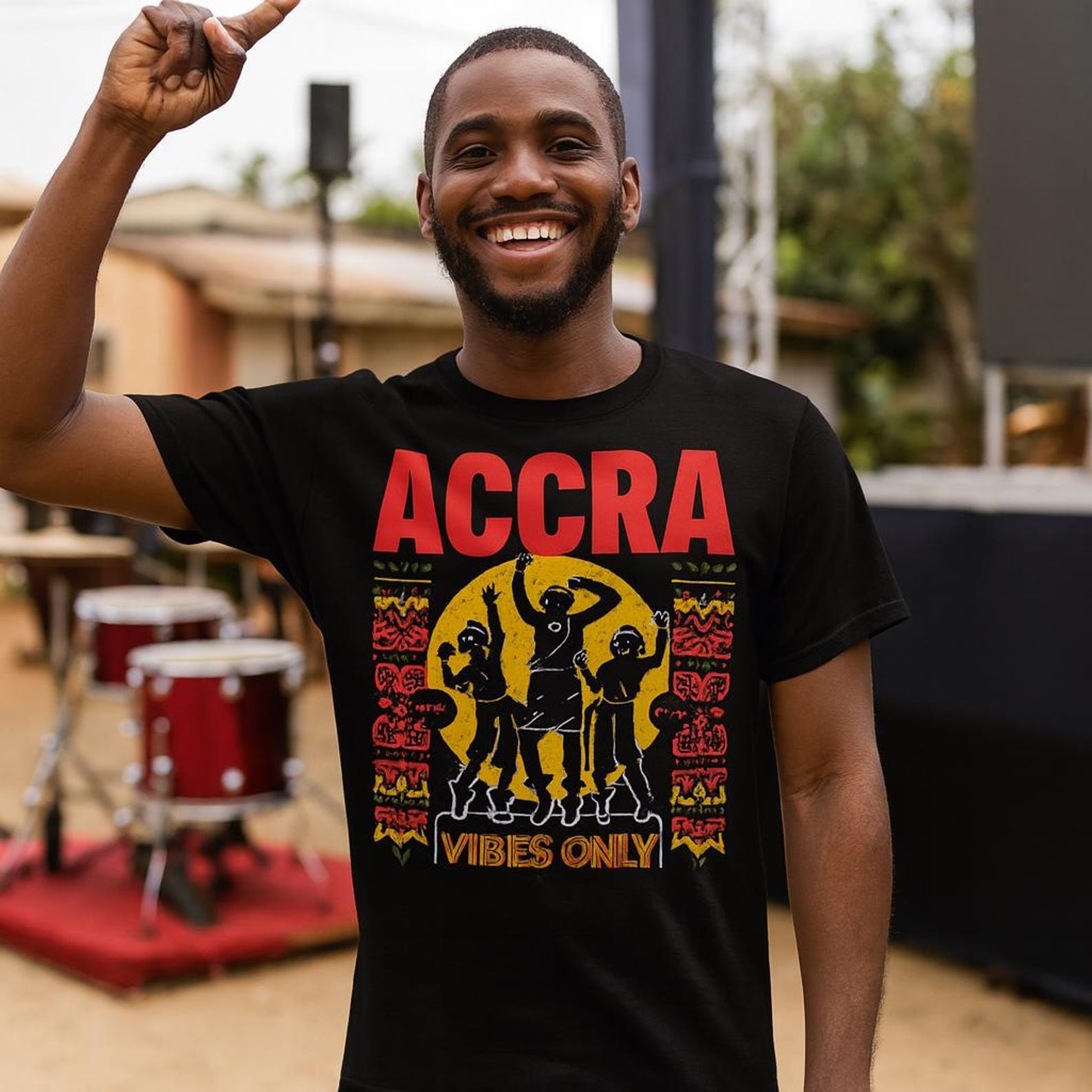 Accra Vibes Only T-Shirt | Ghana Afrobeat Dance Tee | African Music Festival Streetwear Unisex M