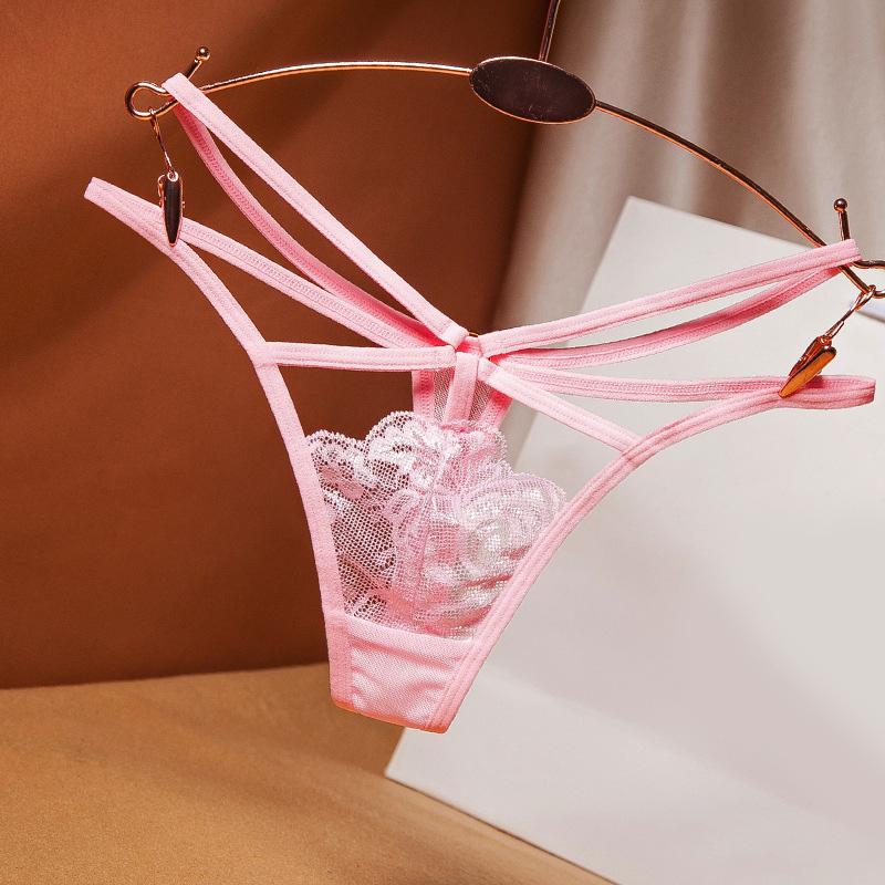 Sexy Lace Panties Women Transparent Low-Waist Underpant IKULE Hollow Out Thong N139