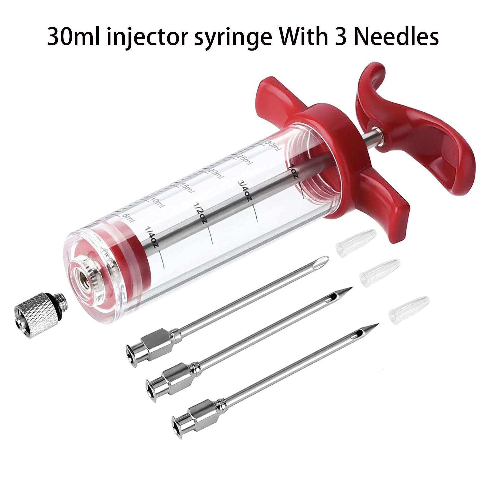Turkey Baster Syringe for Cooking, Large Stainless Steel Meat Injector, with Cleaning Brush and 2 Marinade Needles