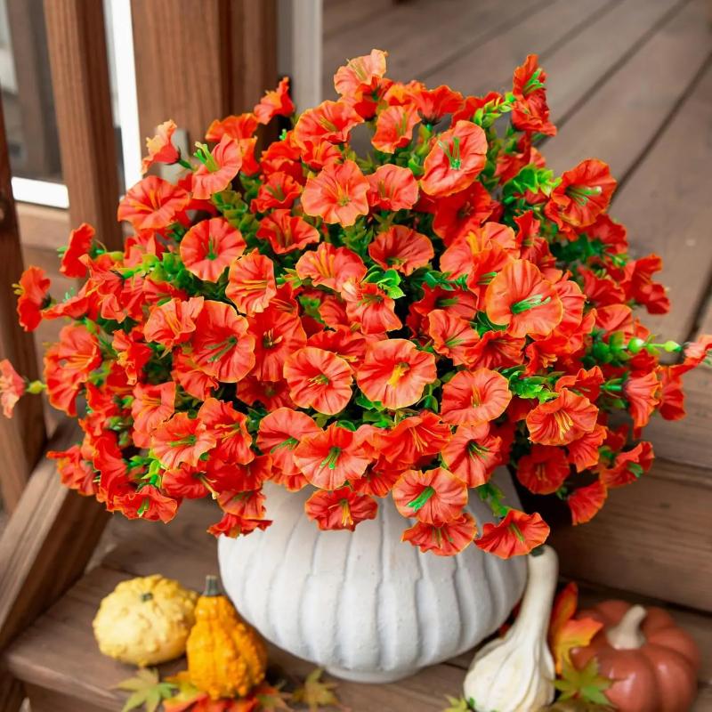 Artificial Morning Glory and Eucalyptus Flower Bouquet Outdoor Garden Decoration 35CM Fake Plant Home Party Decoration