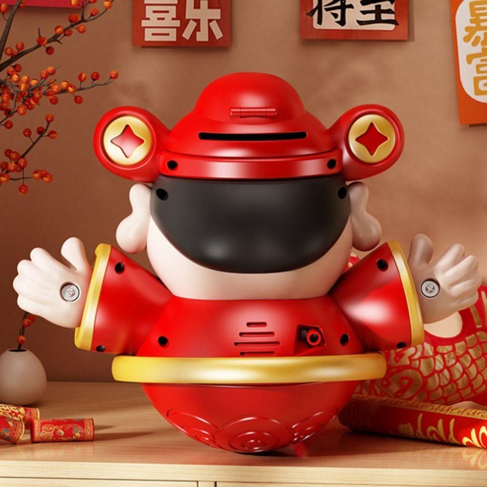 God of Wealthy Statue Tumbler Piggy Bank Chinese Tradition Myth Tumbler Money Saving Box  Kid Toy