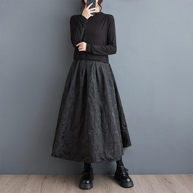 Cotton Plus Size High Waist Vintage Spring Autumn Casual Loose Long for Woman Skirts Womens Skirt