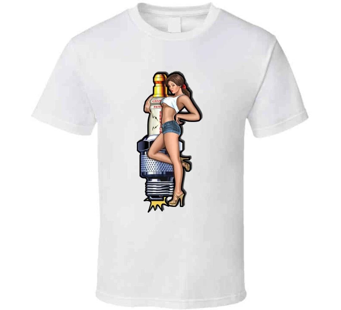 

Spark Plug Pinup Retro Girl 100% Cotton T-shirt Mens Womens Tees Top S
