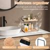 2-stufiges hölzernes Badezimmer-Organizer-Regal Waschtisch-Arbeitsplatte Kosmetik-Ablageregal Große Kapazität Desktop-Kleinteile Aufbewahrungshalter