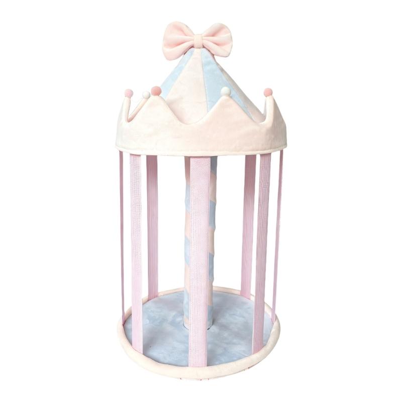 Hair Accessory Display Stand Plush Tabletop Storage for Dresser Vanity, Barrette Holder with Vertical Hanging Bands for Daily Styling