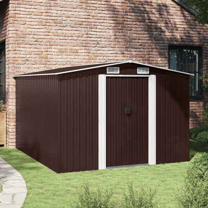 VidaXL Garden Shed 257x298x178 Cm Metal Brown 143343