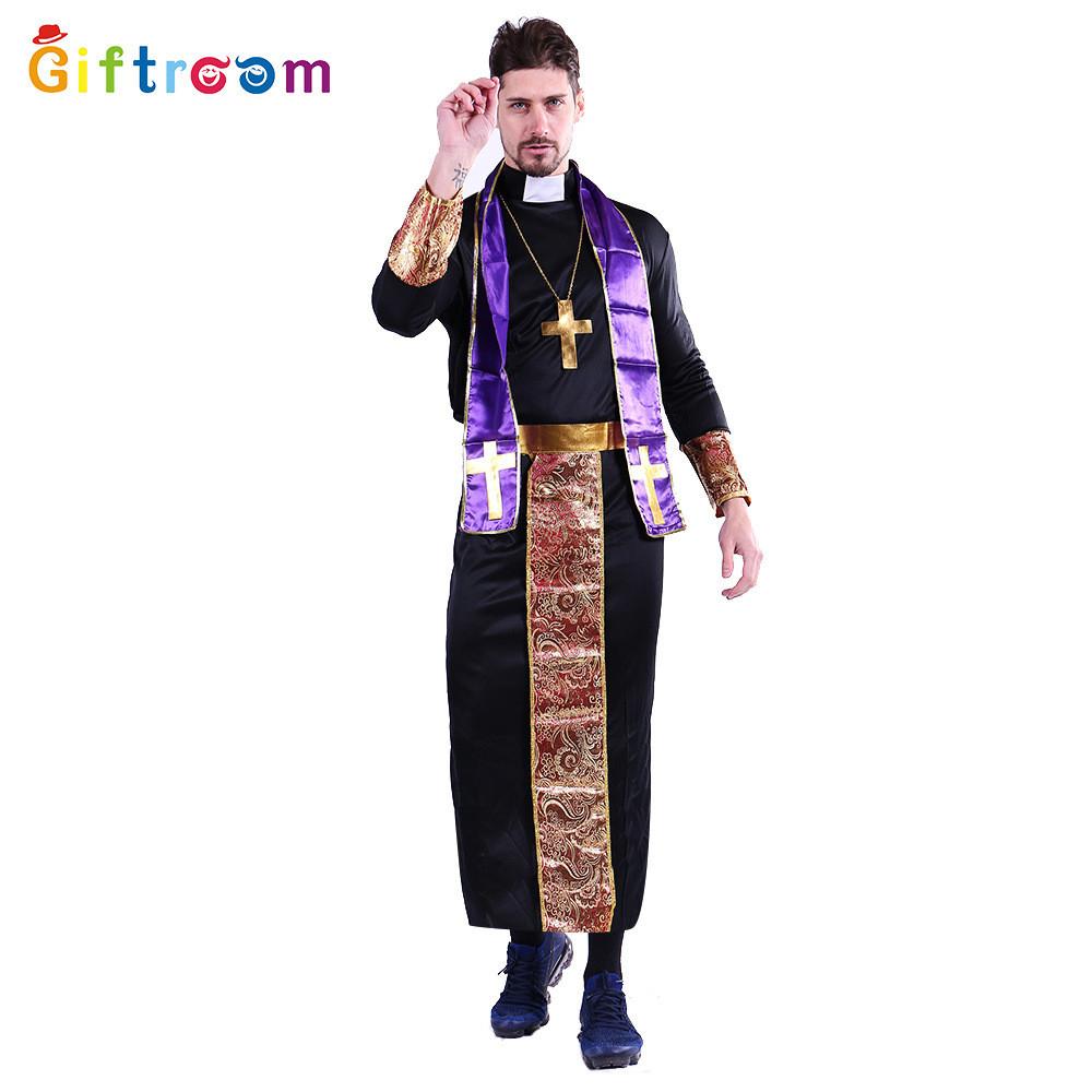 Cosplay Impressive Halloween Priest Costume For Men Crafted From Durable Fabric Polyester