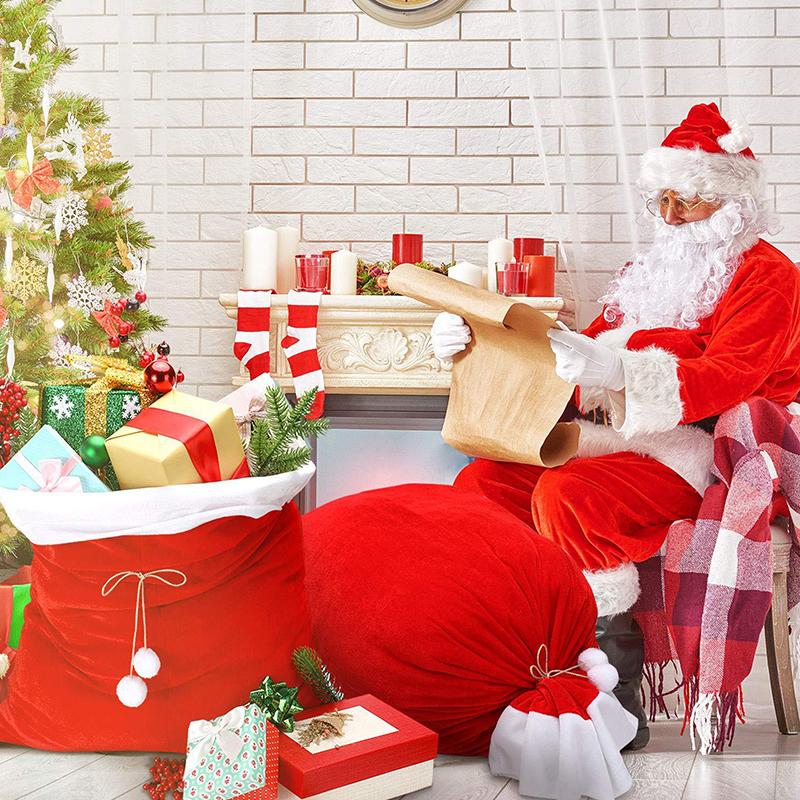 1 Stück Weihnachtsmann Großer Geschenksack Heiligabend Geschenktasche Party Weihnachtsmann Requisite Feiertags-Geschenktasche Beutel mit Kordelzug für Süßigkeiten & Spielzeug