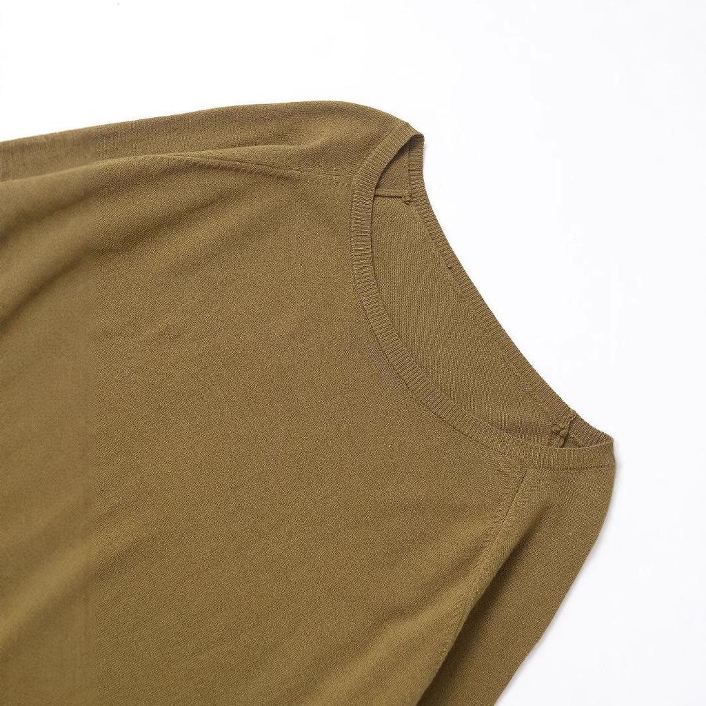 2025 Spring European & American Style Women's Fine Knit Long Sleeve Round Neck Top