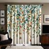 2pcs HD digital verde cor pequena folha verde fresco cortinas decoração de casa estilo sala de estar quarto haste através