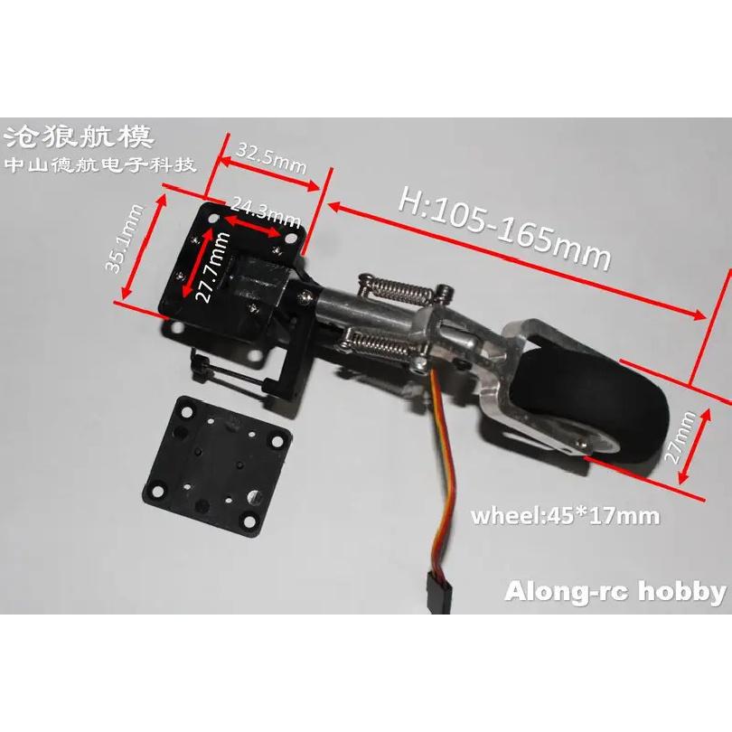RC Airplane Part 105mm -165mm Nose Retractable Double Spring Kneeling Landing Gear EVA Wheel for 3-5kg Aircraft Plane DIY Models