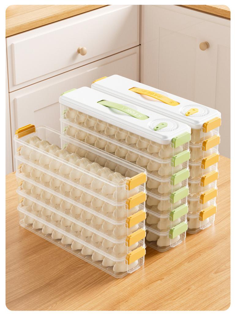Multi-Layer Timer Food Storage Box for Dumplings, Won Tons, and Frozen Food
