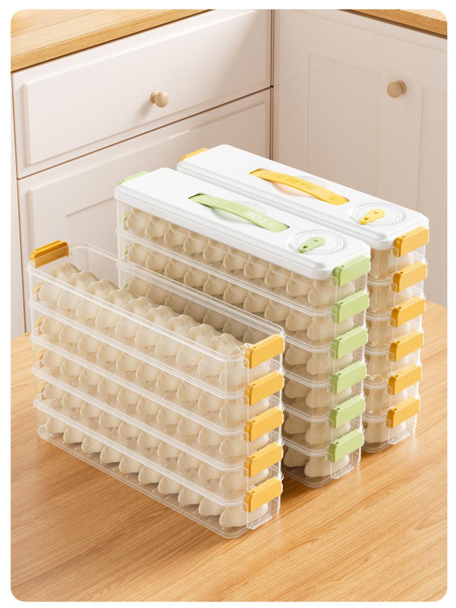 

Multi-Layer Timer Food Storage Box for Dumplings, Won Tons, and Frozen Food 3 layers зелений
