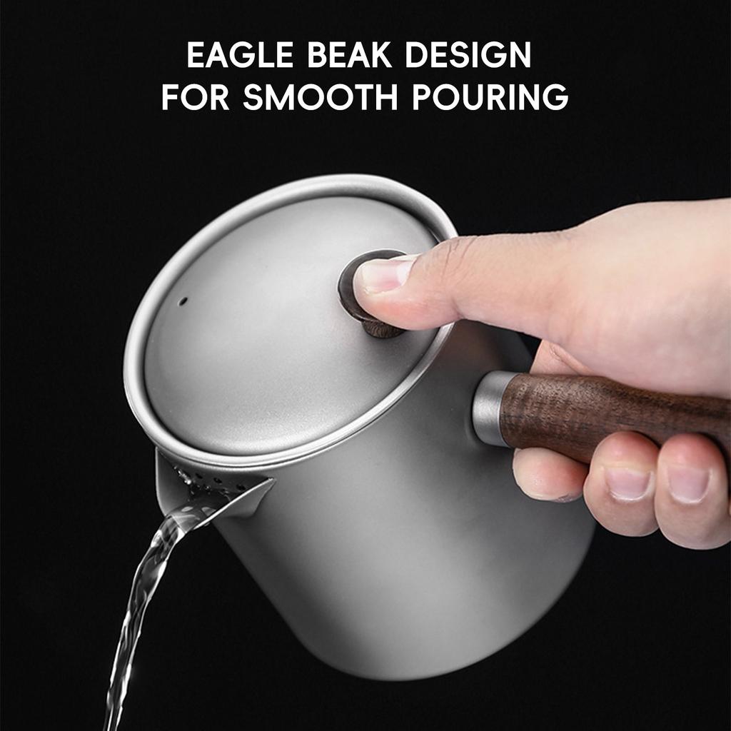 Ti Teekessel mit Holzgriff Tragbarer Teebereiter mit Sieb für Camping Wandern