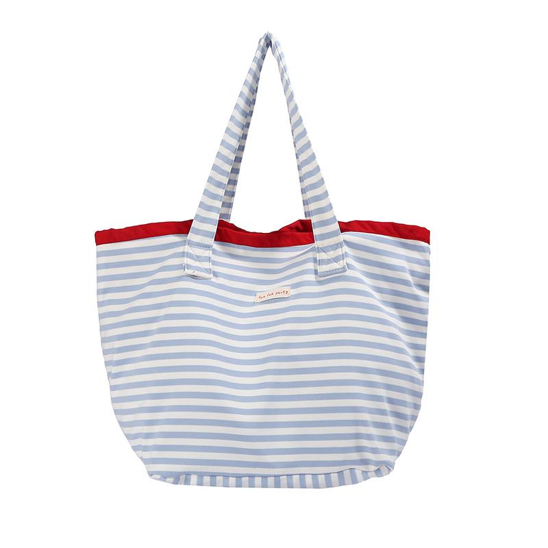 Striped Double-sided Shoulder Bag, Color-matched Tote Bag, Lightweight Commuter Handbag Casually