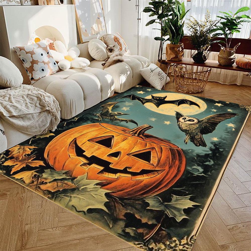 1 vnt. Retro Helovino moliūgo ir vaiduoklio kilimas Neslystantis minkštas namų dekoras svetainei, miegamajam, patalpoms