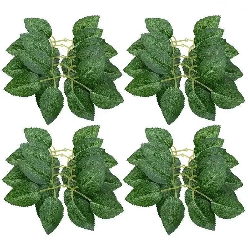 

5/100pcs Artificial Fake Roses Heads with Stems Rose Flower and Green Leaves Valentine s Day Wedding Birthday Party Decoration 10PCS