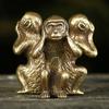 Vintage Solid Copper Three Monkeys Tea Pet Bronze Sculpture Home Decor Accessories Bronze Monkey Figurines Miniatures Desk Decor