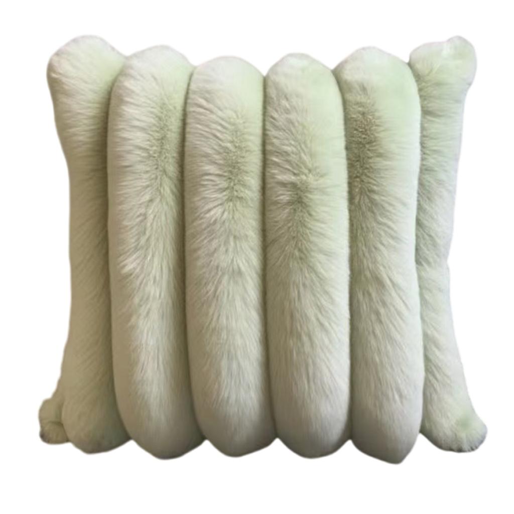 Ultra Soft Rabbit Faux Fur Pillow Cover With 3D Wide Stripe Design For Living Room Bedroom Decor