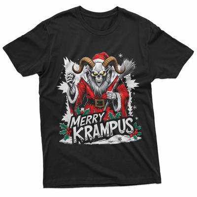 Merry Krampus Funny Creepy Christmas Horror Tee Sweatshirt 100% Cotton T-shirt Mens Tees Top