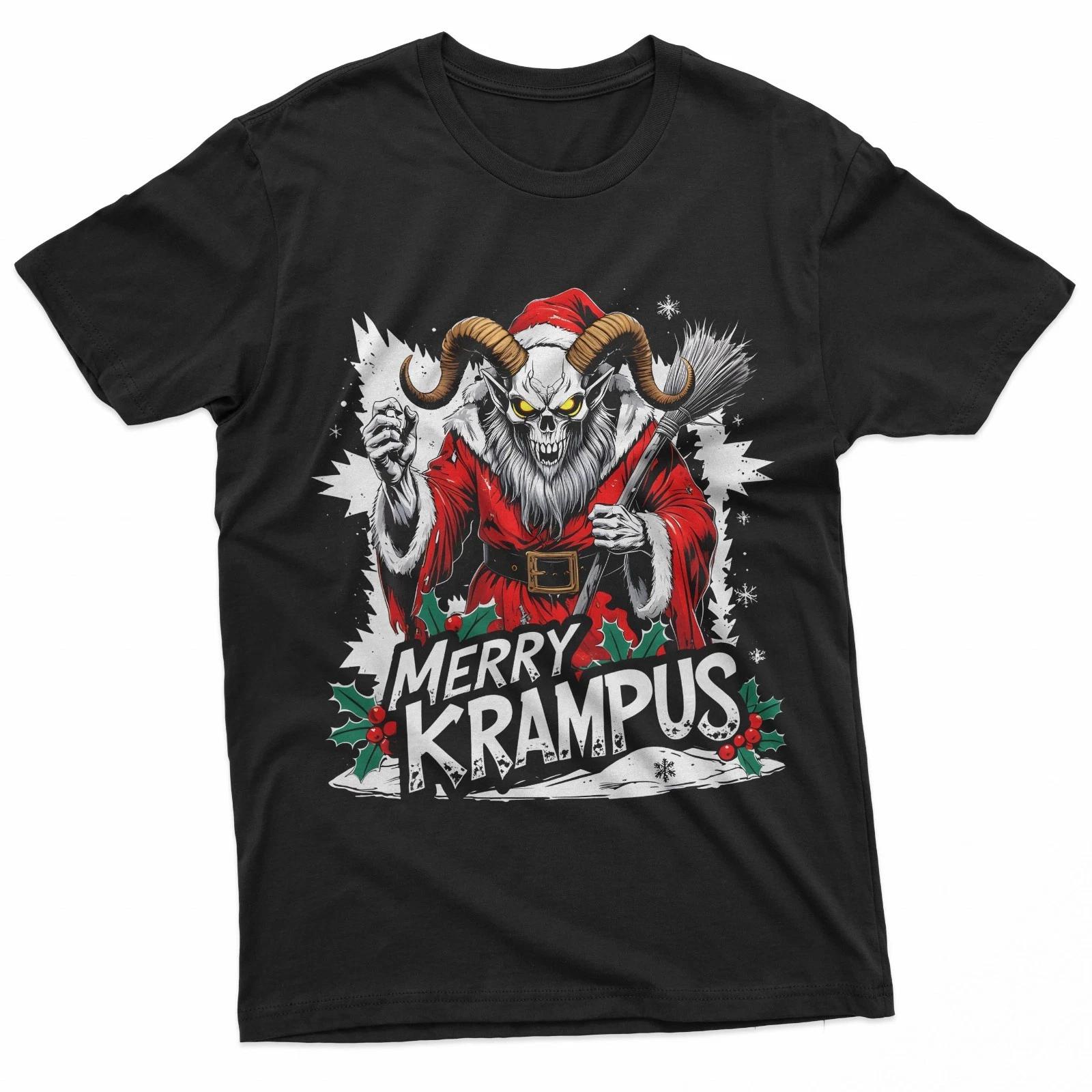 Merry Krampus Funny Creepy Christmas Horror Tee Sweatshirt 100% Cotton T-shirt Mens Tees Top 3XL