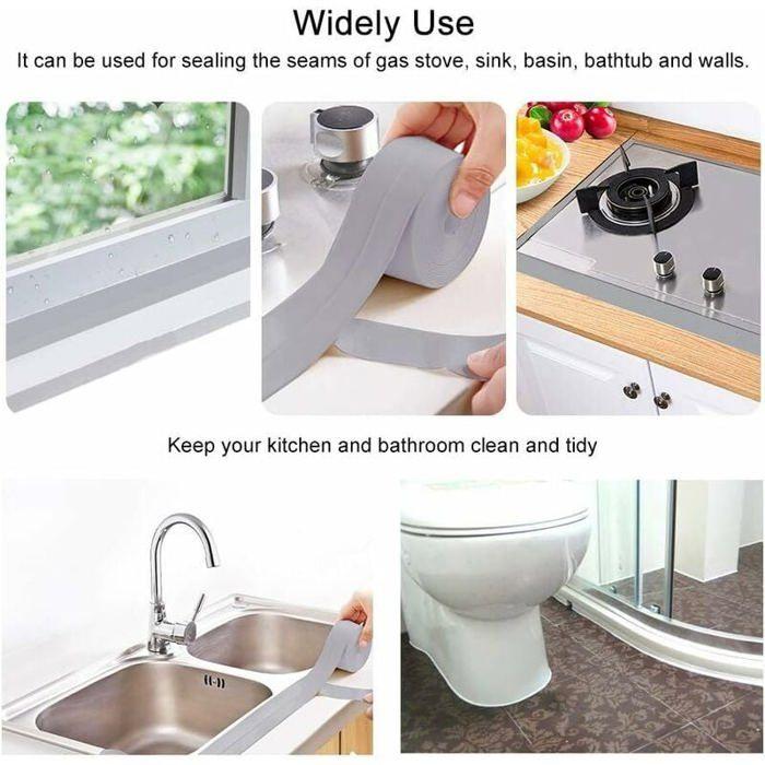 Ruban d'Étanchéité Auto-Adhésif Anti-Moisissure, PE pour Salle de Bain et Cuisine, Lot de 2 (Gris) YYV