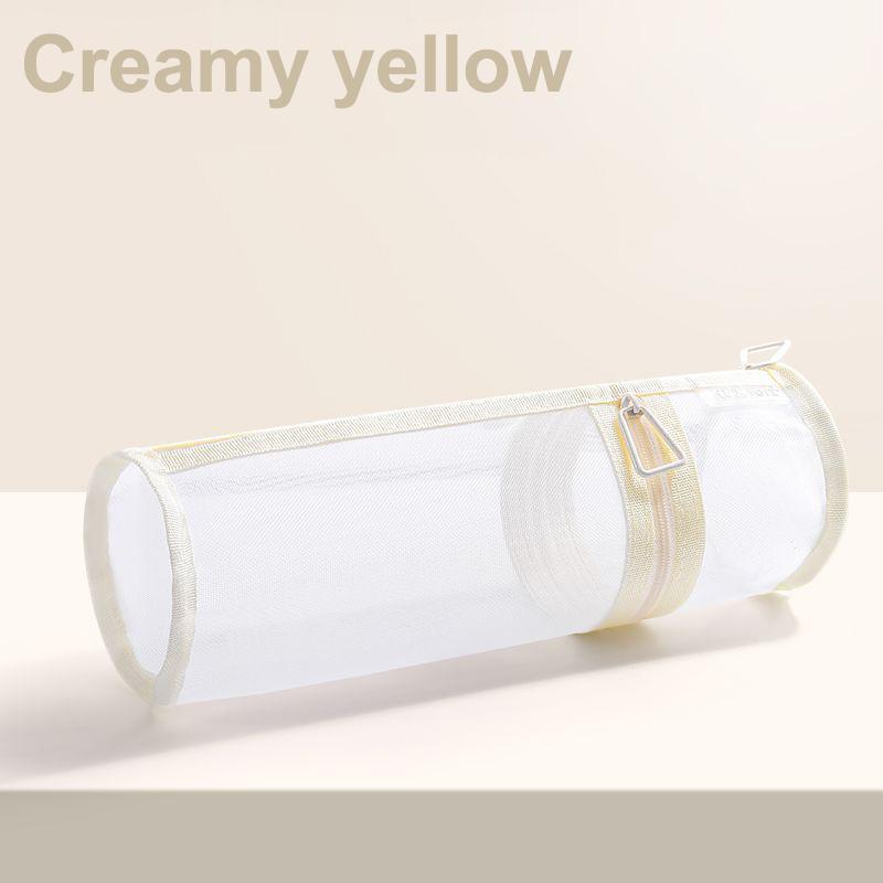 

Mesh Round Cosmetic Storage Transparent Bag Large Capacity Makeup Brush Organizer Pouch Travel Cosmetics Case For Brushes Tools белый