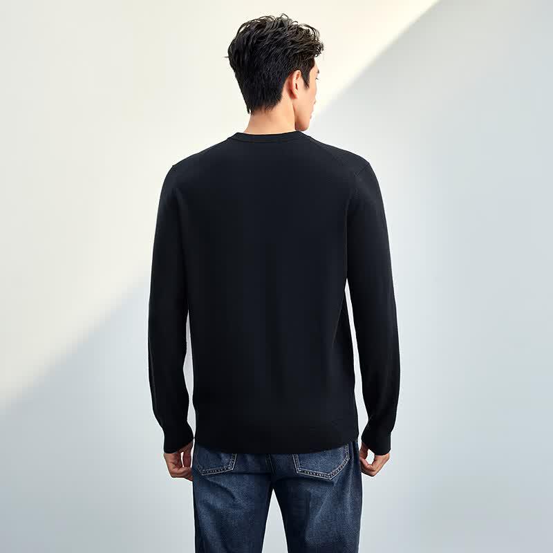 HLA Men's Classic Business Casual Wool Blend Crew Neck Sweater