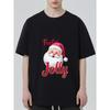 Christmas T Shirt Black Santa Claus Face and Feelin Jolly Text Holiday Party Wear