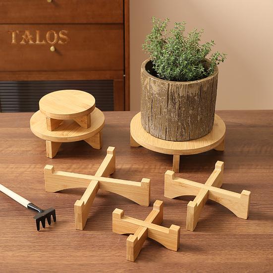 Supporto per piante in bambù, portavasi per fiori, da tavolo, da interno, sgabello rotondo, portavasi, espositore per piante in vaso, cupcake, ceramiche