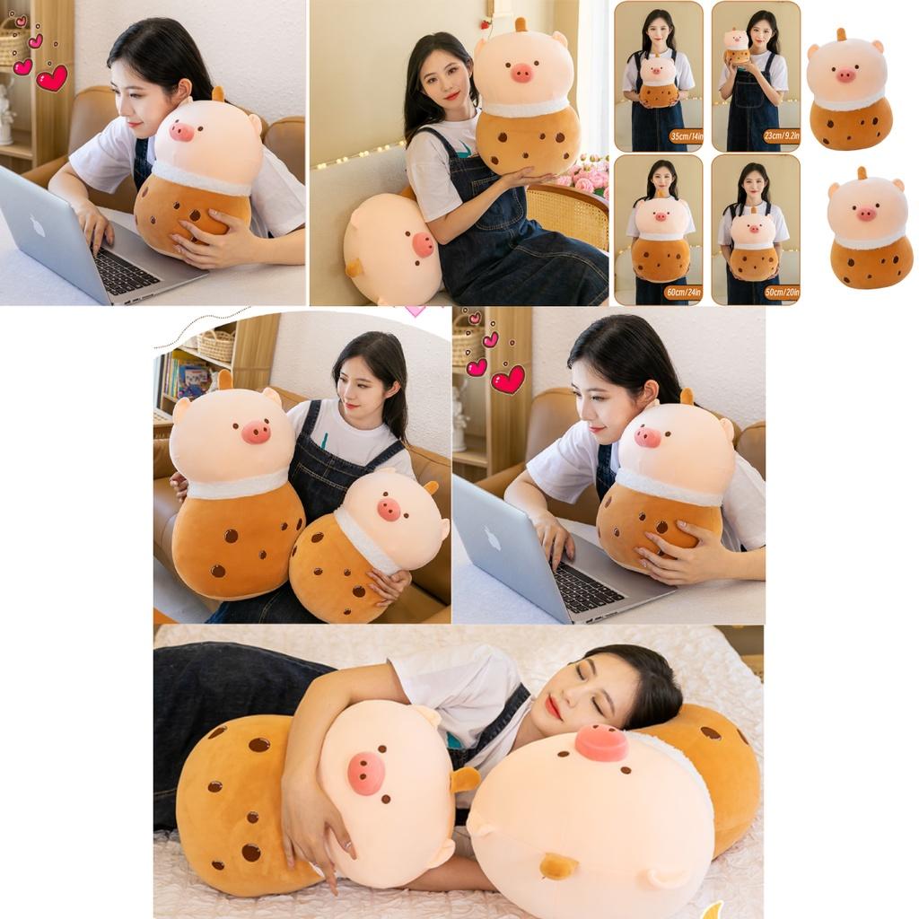 Big Brown Plush Pig Doll Toy For Kids, Creative Gift Idea With Pp Cotton Material