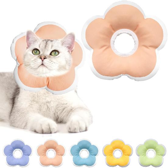 Cat Cone Collar Soft, Waterproof Cats Cones to Stop Licking After Surgery, Adjustable Soft Elizabeth Cats Collars for Wound Healing, Flower Shape Cat