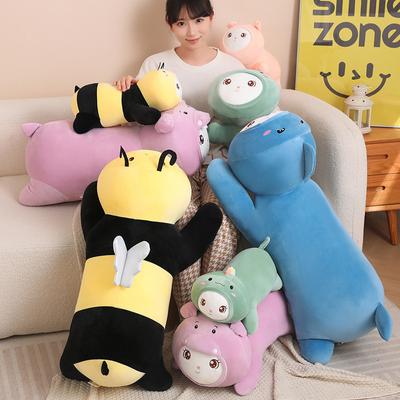 Cosplay Bee Hippo Dinosaur Pig Cartoon Lying Rabbit Doll Plush Toy Stuffed Hooded White Pink Blue Plushie Peluche Present