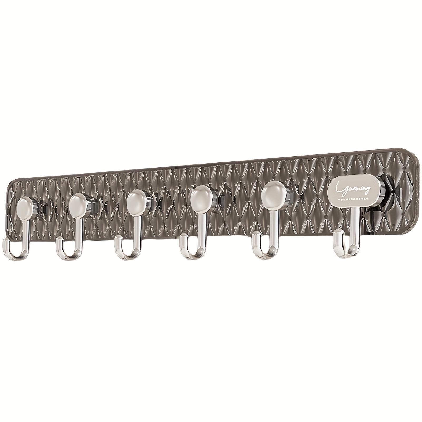 

1pc Creative 6-Hook Strong Adhesive Plastic Coat Hook Rack, Punch Free Wall Hanging Behind The Door Kitchen Storage Hook Rack серый