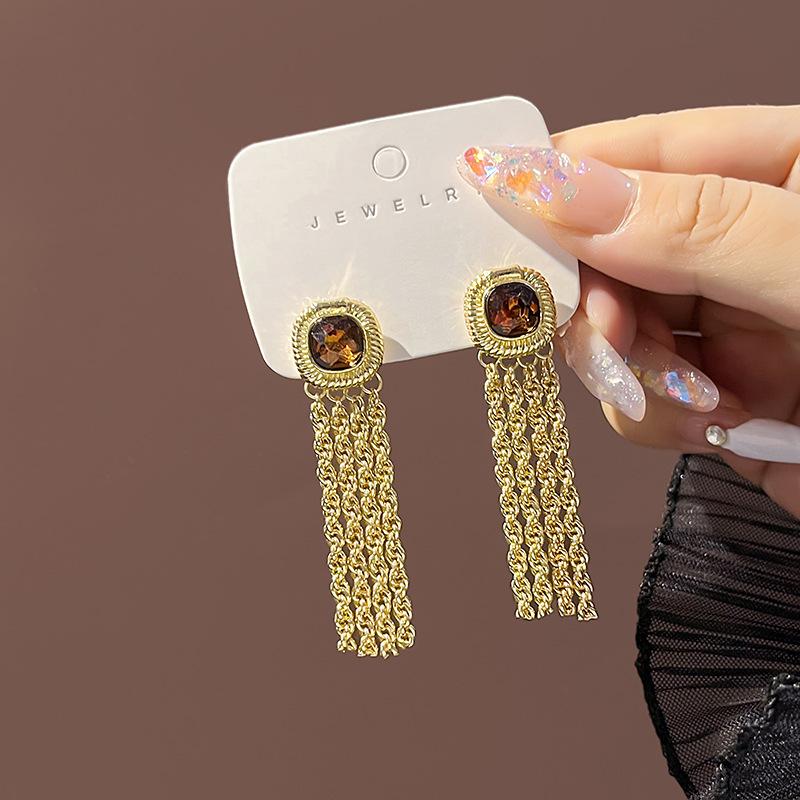 Fairy Butterfly Fringed Earrings Collection, Metal Wind Diamond Chain Earrings Exaggerated And Thin Stud Earrings