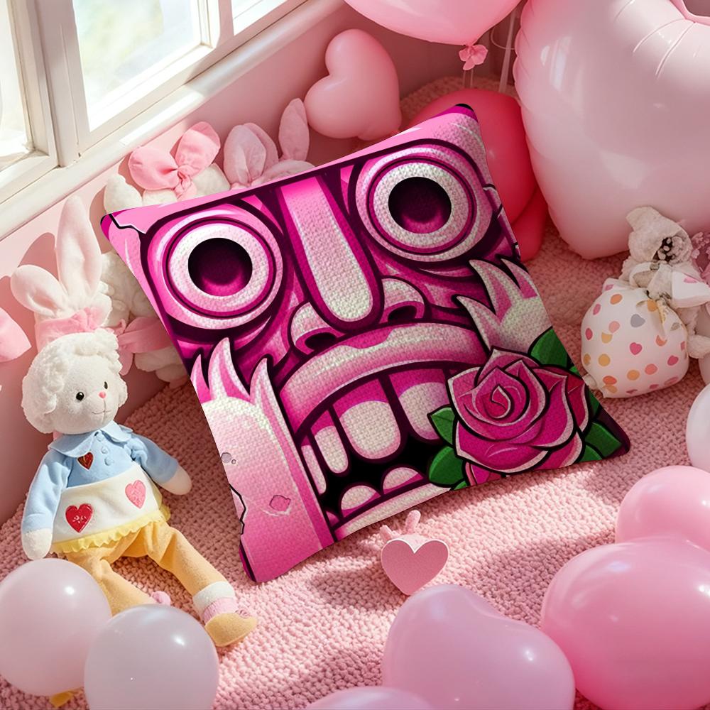 PopParkour Game Temple RunA Pillow Case Antidustmite Pillowcase Invisible Zipper Silky Short Plush Sofa Cushion Cover