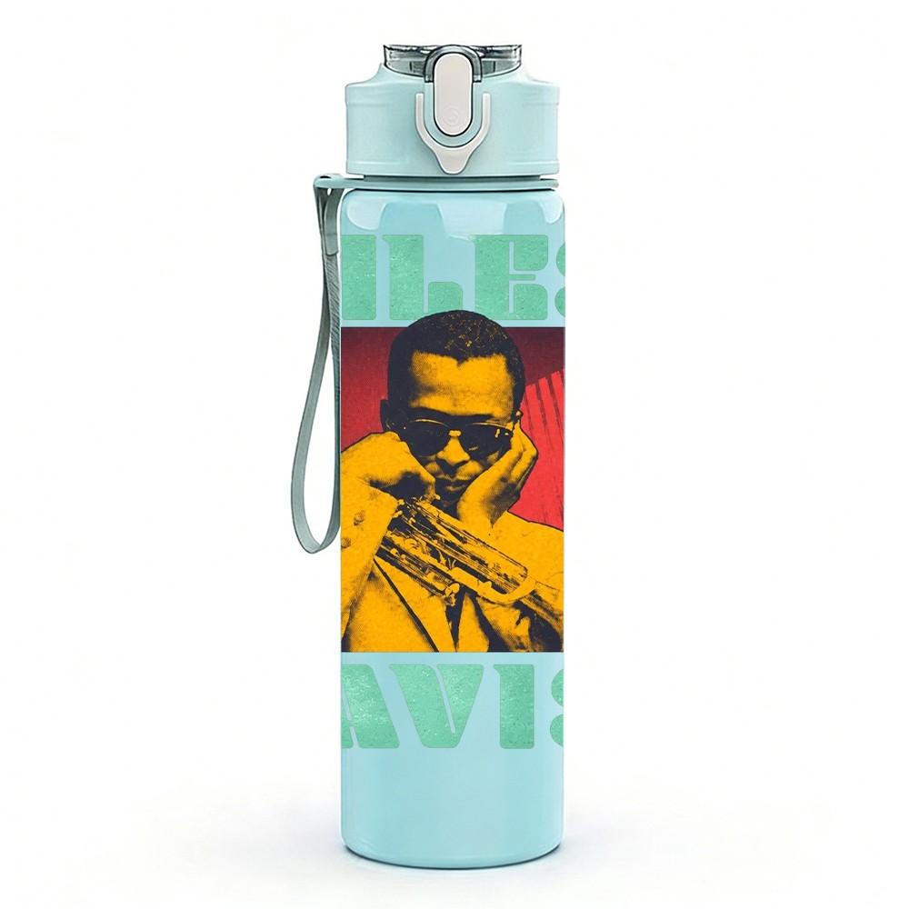 1PC Miles Davis Jazz 750ml Sports Water Bottle Leakproof Straw Lid Outdoor Office Home